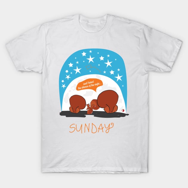 Happy Squirrel family – learn from the stars in cozy Sunday T-Shirt by fraga-ro